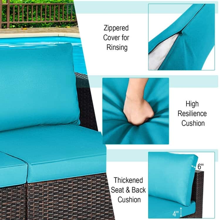 2PCS Patio Rattan Sectional Conversation Sofa Set - 29.5" x 29.5" x 25.5" (L x W x H)
