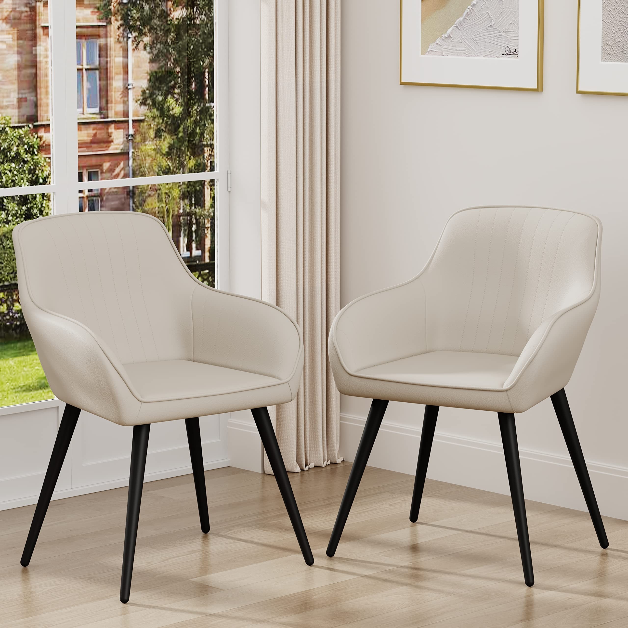 Beige leather accent best sale chair