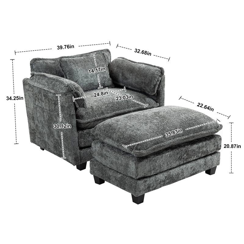 Oversized Boucle Sofa with Ottoman