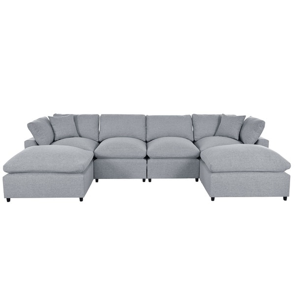 Module Section Sofa Grey Module Sectional Sofa U-Shape Chaise Lounge 6-seat Recliner - Bed ...