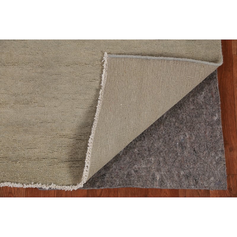 Hand Knotted Oriental 100% Wool Carpet Modern Solid Green Gabbeh Runner Rug - 10' 0'' X 3' 1''