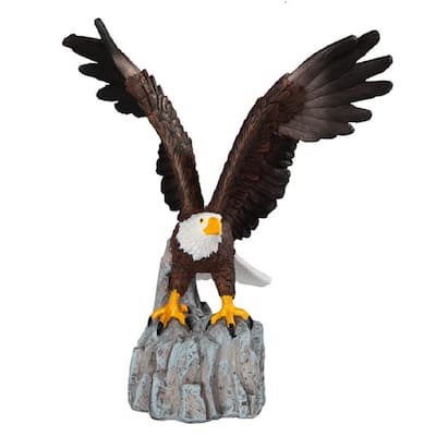 Q-Max 6"H Eagle Landing on Rock Statue Wild Animal Decoration Figurine