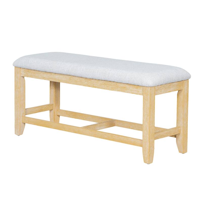 Farmhouse Style 6-Piece Extendable Dining Table Set with Removable Leaf and 4 Upholstered Chair and Bench