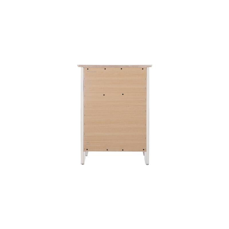 White Nightstand 28x23x17 with Three Drawers, Contemporary Bedside Table for Storage and Warm Stylish Bedroom Accent