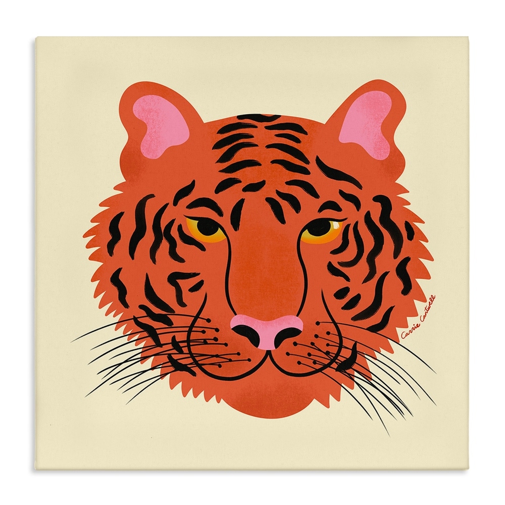 Stupell Modern Wild Tiger Face Canvas Wall Art Design By Carrie Cantwell