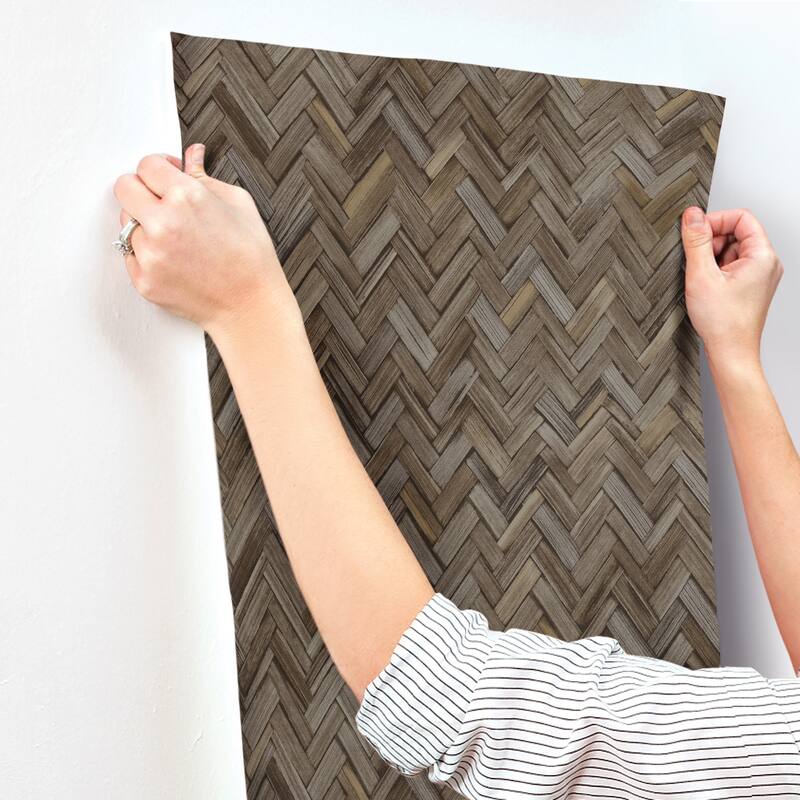 A-Street Prints Ellery Charcoal Herringbone Wallpaper