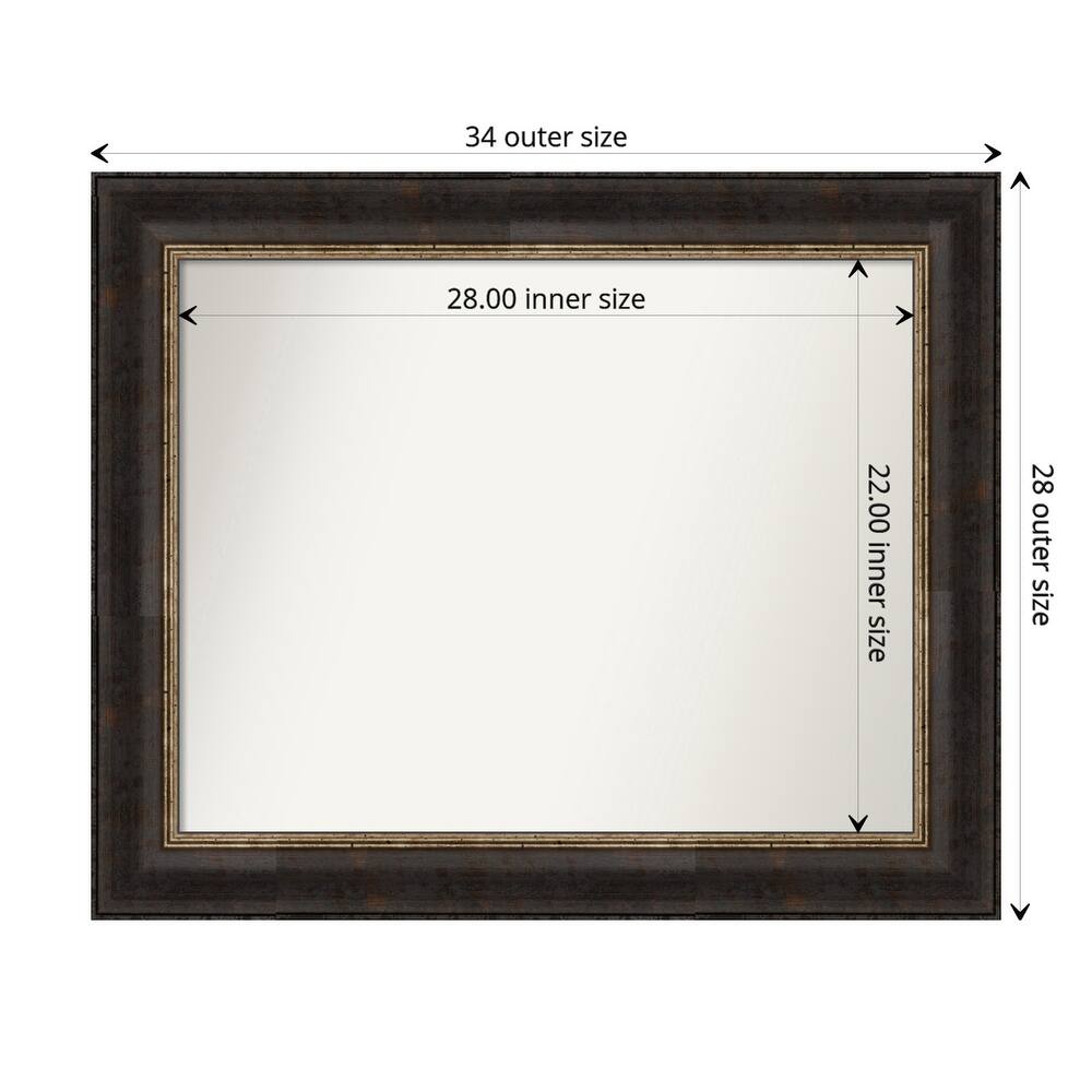 Non-Beveled Bathroom Wall Mirror - Varied Black Frame - Varied Black