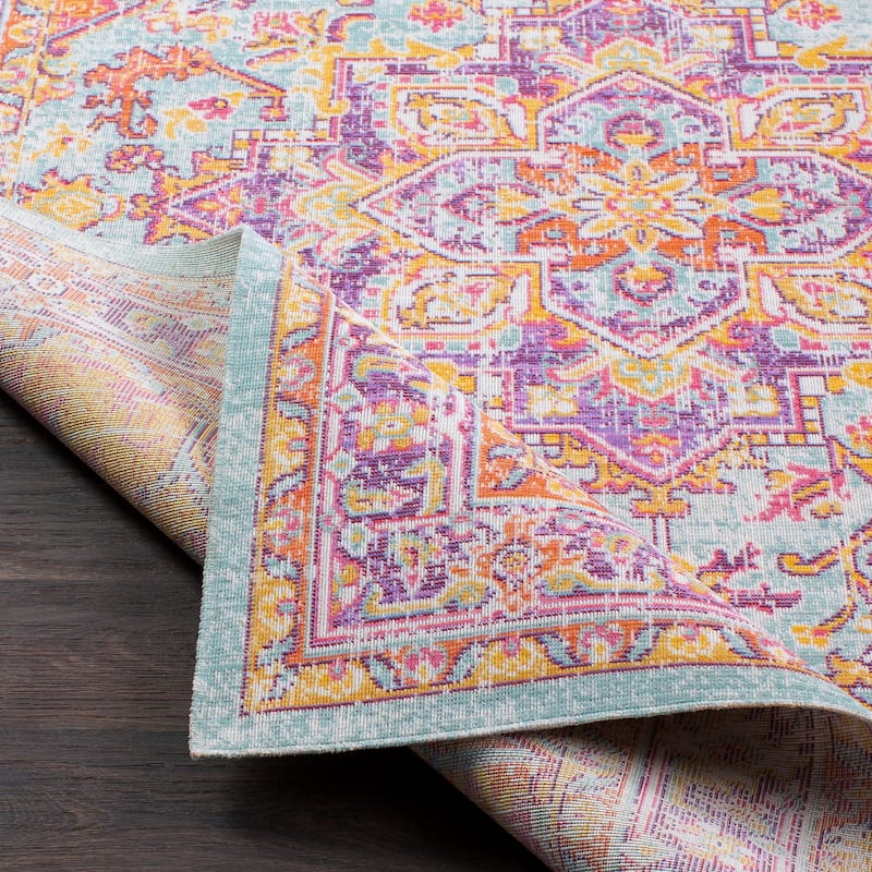 Vintage Distressed Oriental Pink Runner Rug - 3' x 7' 10"
