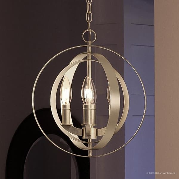 slide 2 of 6, Luxury Industrial Chic Pendant Light, 11.75"H x 10.125"W, with Modern Farmhouse Style, Brushed Nickel Finish by Urban Ambiance