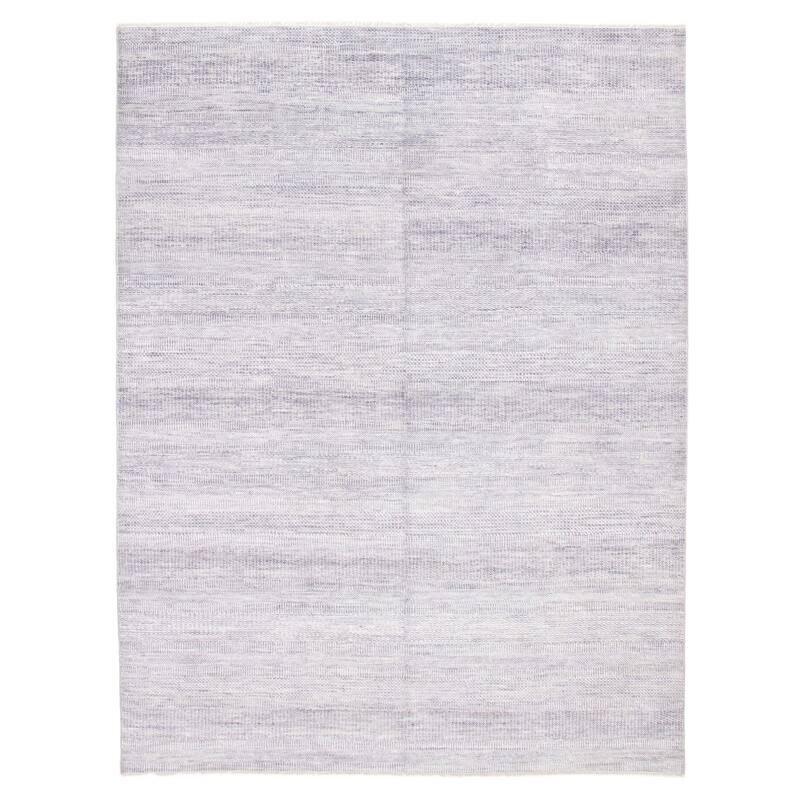 ECARPETGALLERY Hand-knotted Silk Shadow Grey Wool Rug - 8'9 x 11'9