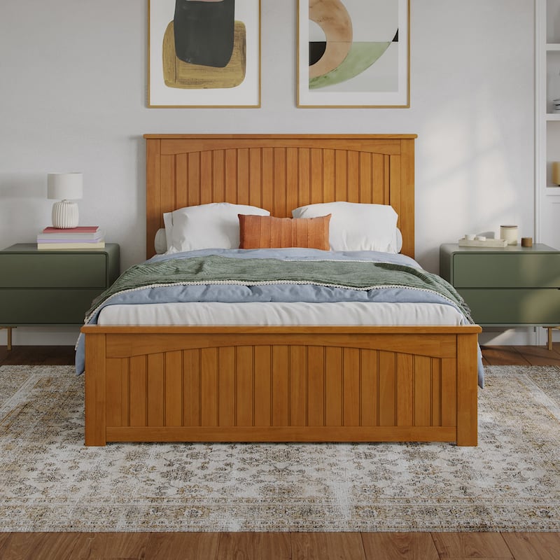 Naples Solid Wood Low Profile Platform Bed with Matching Footboard