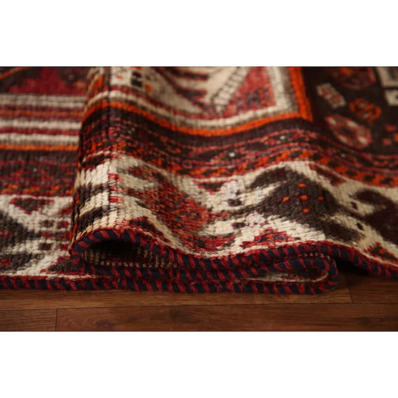 Qashqai Persian Vintage Area Rug Hand-Knotted Wool Carpet - 5'2"x 8'0"