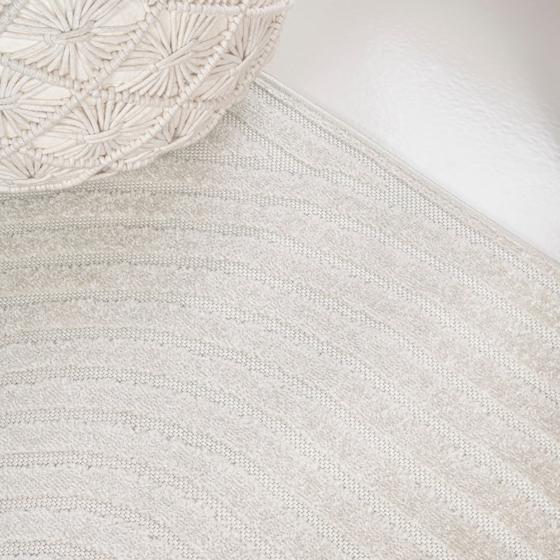 JONATHAN Y Peater High-Low MidCentury Modern Arch Stripe Two-Tone Indoor/Outdoor Rug