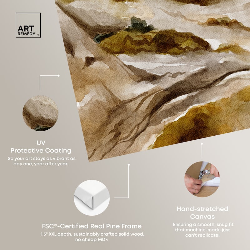 Art Remedy Winter End Rock Mountain Gallery Wrapped Landscape 1 Piece Canvas Wall Art Watercolor Style