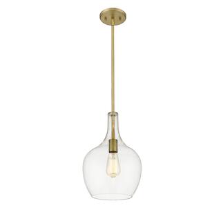 Retro Modern Clear Glass Mini Pendant in Antique Brass
