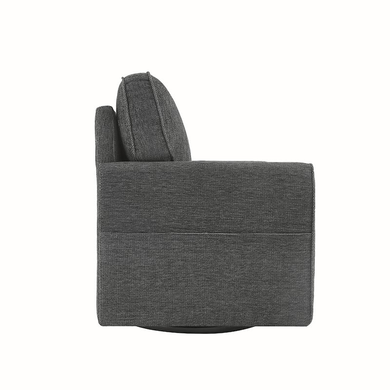 Chenille Swivel Barrel Armchair With Side Pockets