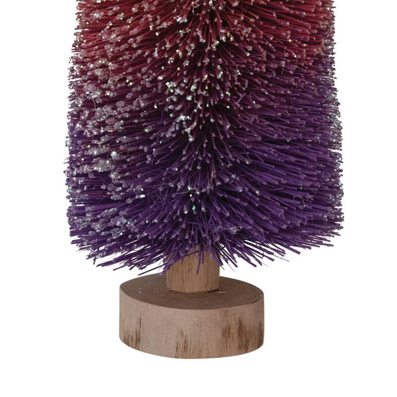 Bottle Brush Tree with Wood Base and Glitter