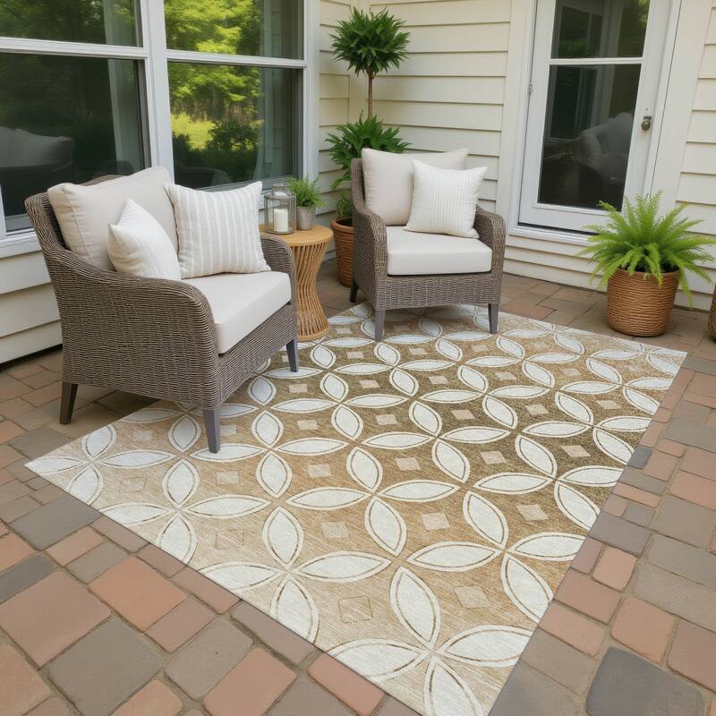 Machine Washable Indoor/ Outdoor Modern Gia Chantille Rug - Copper - 5' x 7'6"