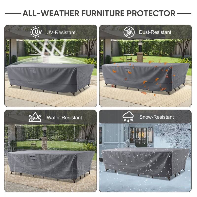 Meyreso Waterproof Heavy Duty Patio Furniture Cover, 600D Oxford, Breathable & Windproof