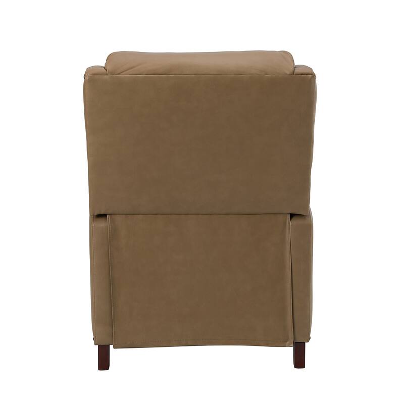 Brigida Cigar Genuine Leather Pushback Recliner with Nailhead Trim by HULALA HOME