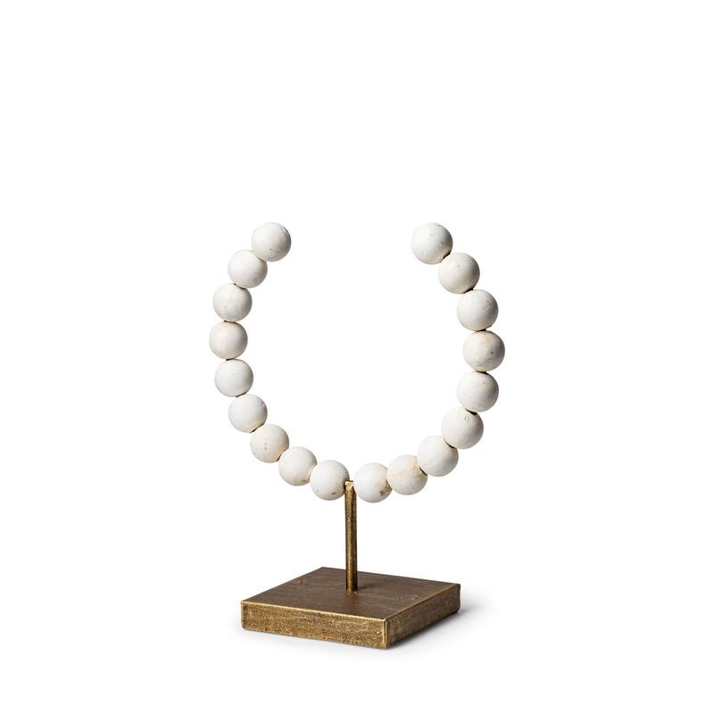 White Beaded Sculpture - 5" W x 9" D x 12" H