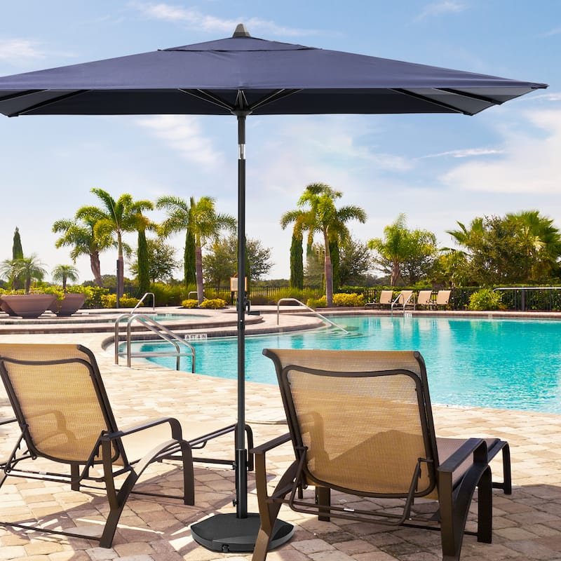 Pellebant 9 x 5 FT Patio Market Umbrella, Base Not Included - Navy Blue