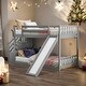 preview thumbnail 2 of 7, Modern Twin Over Twin Bunk Bed With Convertible Slide And Stairway,Space-saving,For Bedroom