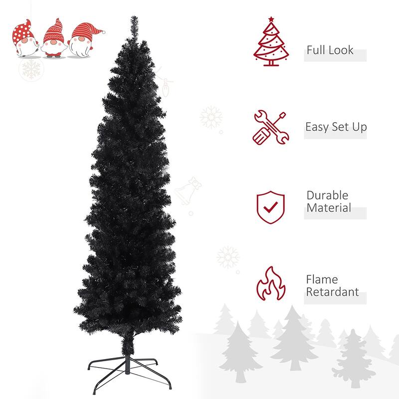 7.5Ft Black Artificial Halloween Christmas Pencil Tree for Home Decor - Halloween Christmas Decorations
