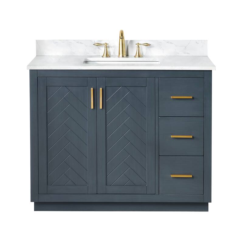 Altair Gazsi Bathroom Vanity with Composite Stone Countertop without Mirror