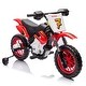 preview thumbnail 1 of 58, 12V Kids Ride-On Electric Motorcycle - Twist Grip Throttle, Training Wheels, Dirt Bike Design Red