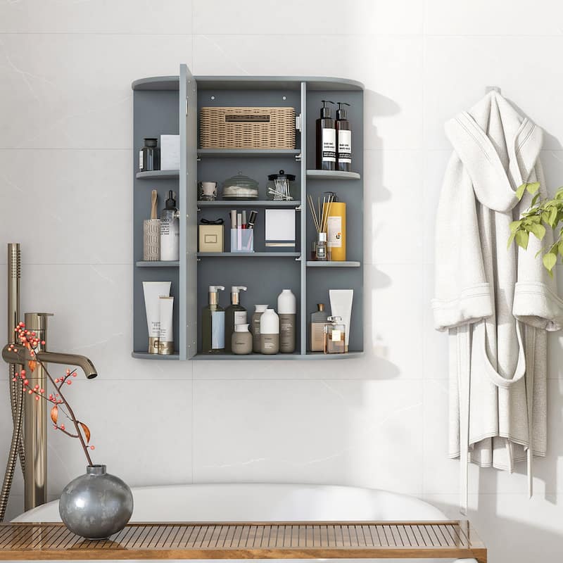 Gymax Bathroom Wall Medicine Cabinet Wall Mounted Storage Organizer - See Details