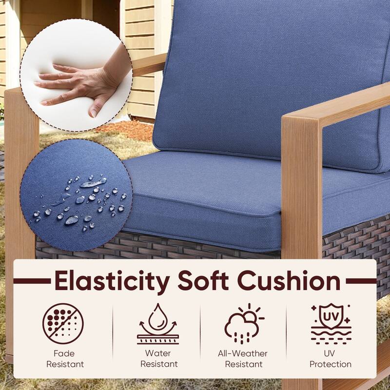 Pocassy 5 Pieces Outdoor Patio Chair with Fire Pit Table Set