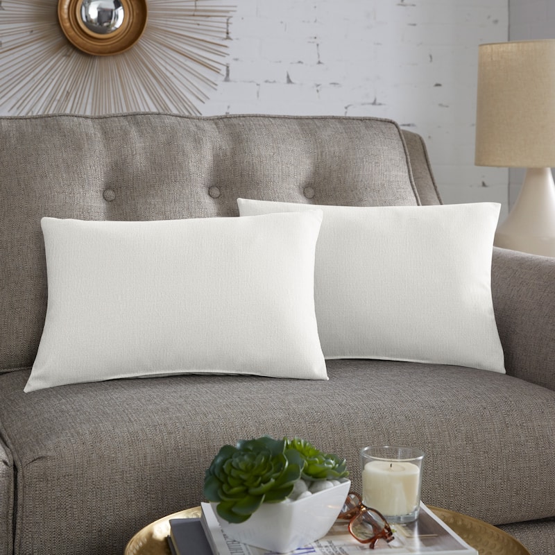 Sorra Home Linen Texture Pillows (Set of 2) - 12 in H x 18 in W x 6 in D - Ivory