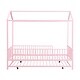 preview thumbnail 5 of 26, Kids and Baby House-Shaped Metal Twin Size House Bed with Fence and Trundle