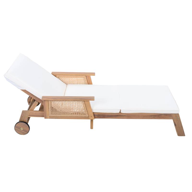 Christopher Knight Home - Nexo Outdoor Acacia Wood Adjustable Chaise Lounge Set with 18.00'' Square Cross Base Side Table