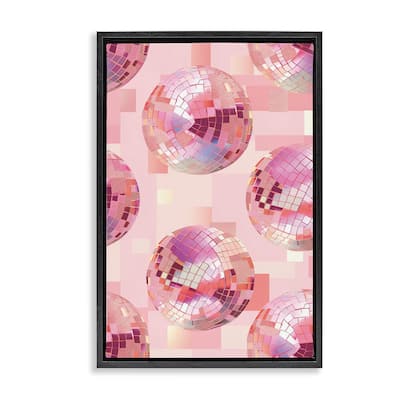 Stupell Feminine Pink Disco Balls Framed Floater Canvas Wall Art Design By LSR Design Studio