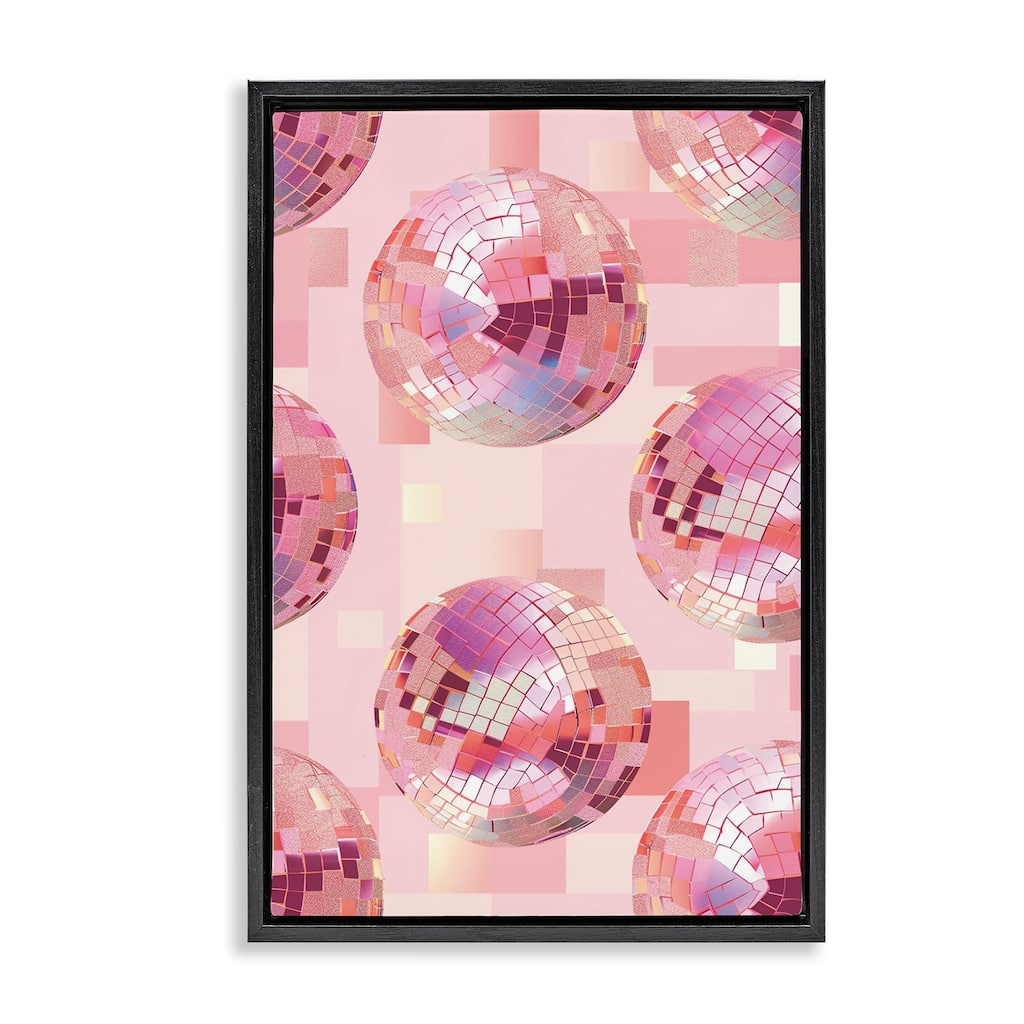 Stupell Feminine Pink Disco Balls Framed Floater Canvas Wall Art Design By LSR Design Studio