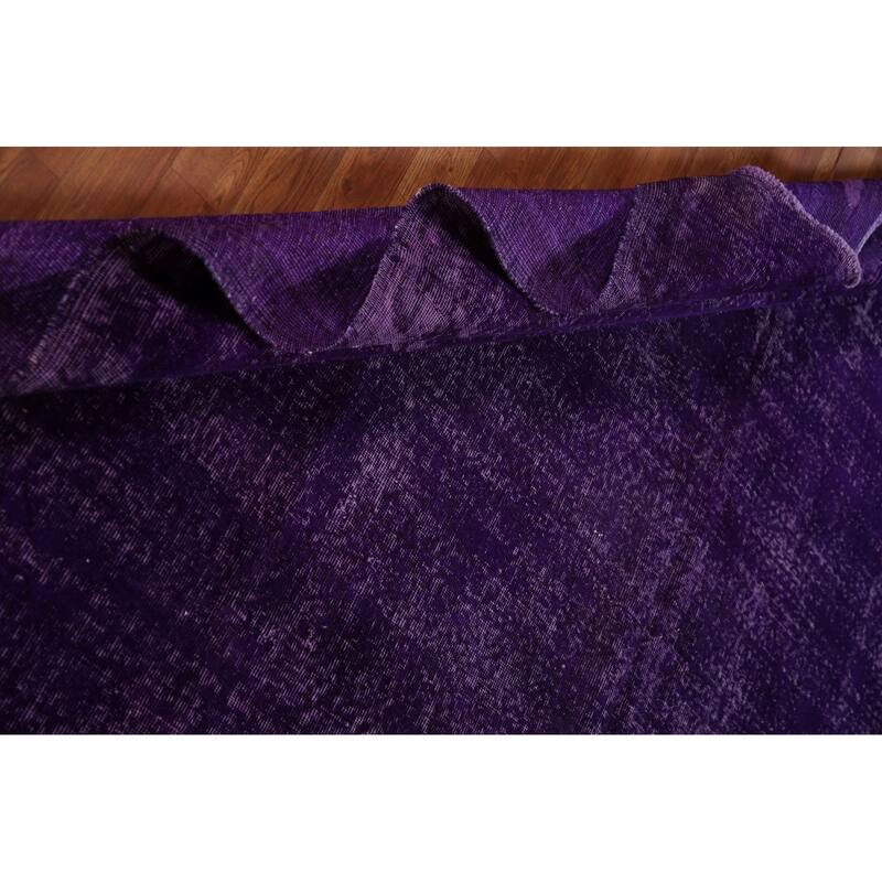 Purple Anatolian Turkish Vintage Area Rug Handmade Wool Carpet - 8'0" x 11'5"