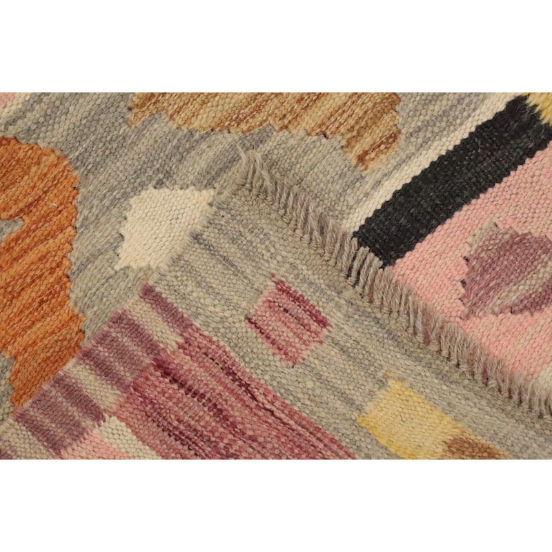 Hand Woven Oriental 100% Wool Carpet Southwestern Tribal Multi-Colored Kilim Area Rug - 5' 1'' X 3' 3''