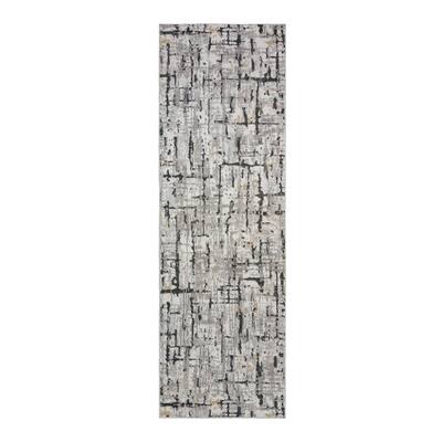 Gertmenian Quattro Lhasa Gray Polypropylene Modern Abstract Area Rug Runner - 2'7" x 8'