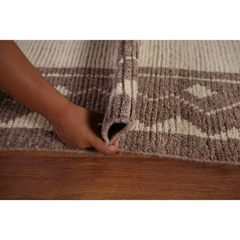 Earth Tone Moroccan Oriental Area Rug Hand-Knotted Wool Carpet - 8'10"x 12'4"