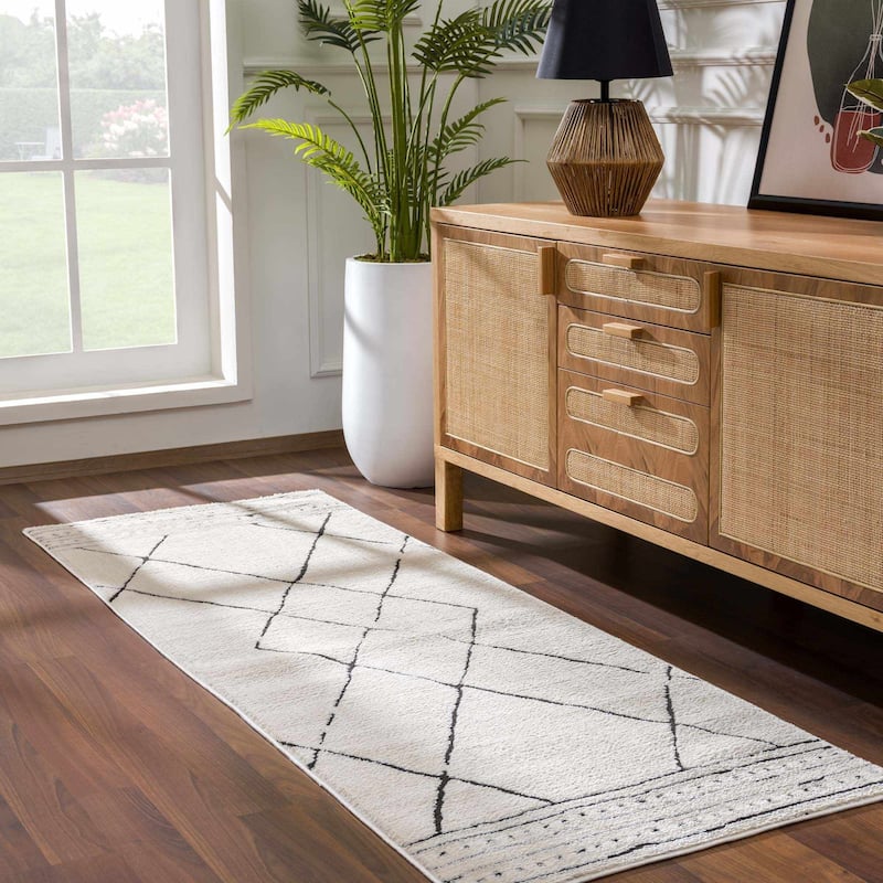 Hauteloom Keone Hallway, Kitchen Runner Rug - High Pile - Rose Cream - 2'8" x 7'3" - 2'8" x 7'3" - Rose Cream / Keone