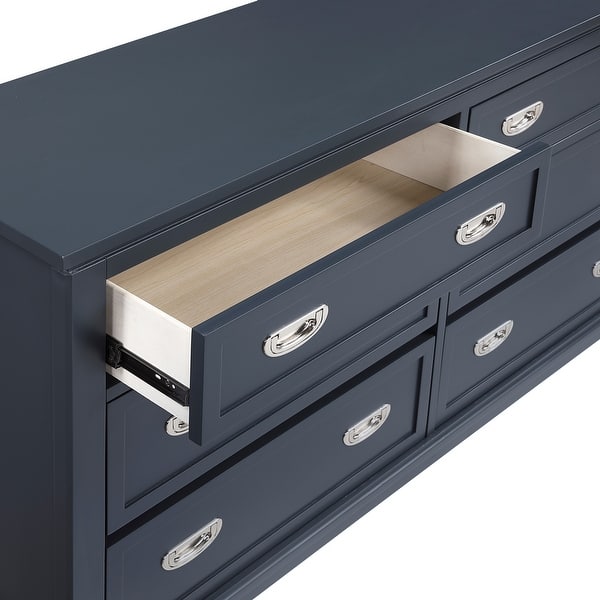navy blue dresser for bedroom Manhattan Comfort Granville Modern Midnight Blue 6-Drawer 55.04 in. Wide Double Dresser DR-5034