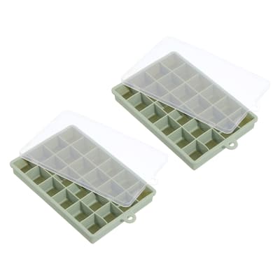 2 Pack Silicone Ice Cube Tray with Lid for Freezer 24 Cube Per Tray