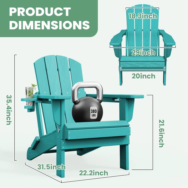Foldable HDPE Adirondack Chair with Dual Cup Holders