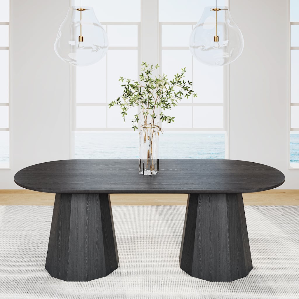 86" Double Pedestal Solid Wood Dining Table