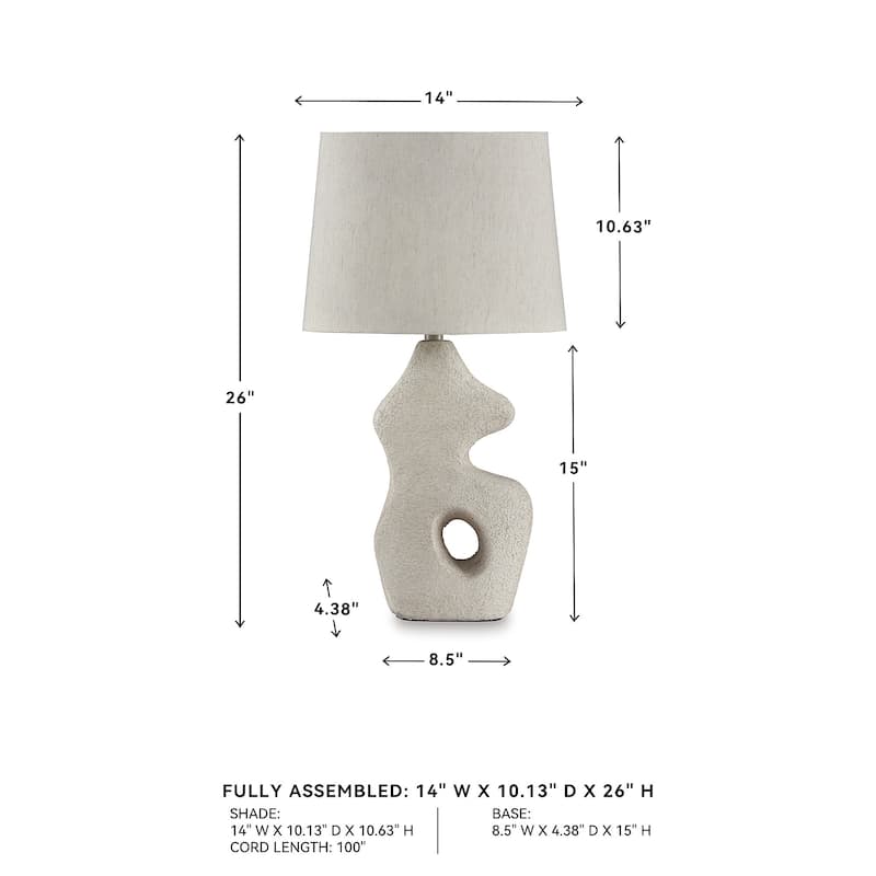 Signature Design by Ashley Chadrich Antique Beige Table Lamp (Set of 2) - 14" W x 10" D x 25.5" H