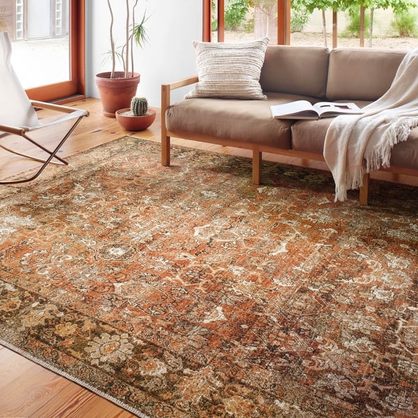 Alexander Home Luciano Rust/ Tobacco Oriental Indoor/ Outdoor Distressed  Rug - Bed Bath & Beyond