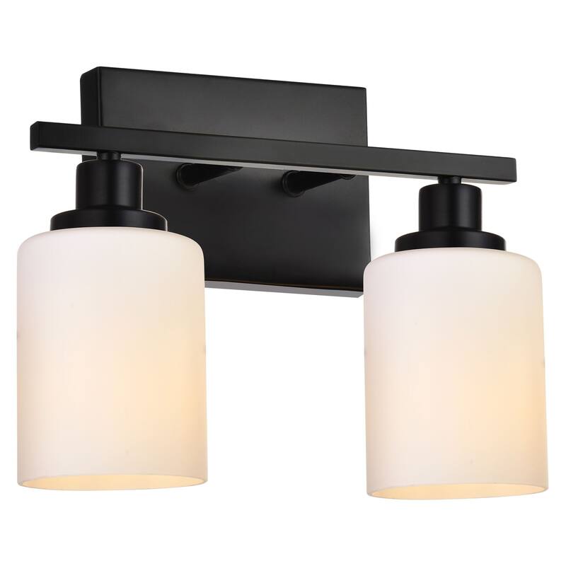 2-Light Bathroom Light Fixtures Brushed Brass 6-Light Bathroom Vanity Light, Bathroom Lights Over Mirror with Milky Glass Shade