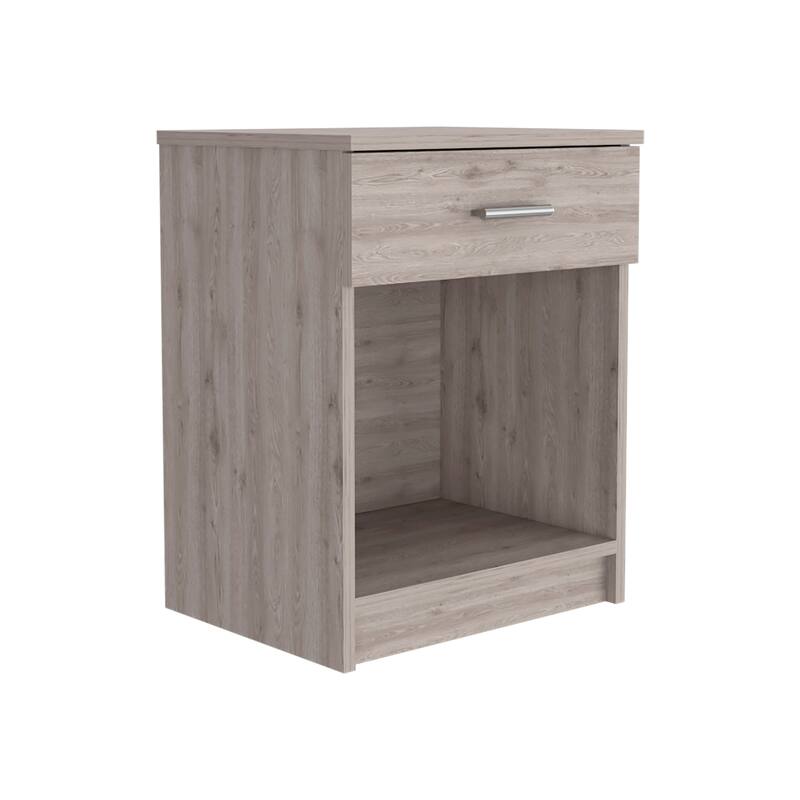 21-Inch Light Gray Nightstand with One Drawer and Low Shelf